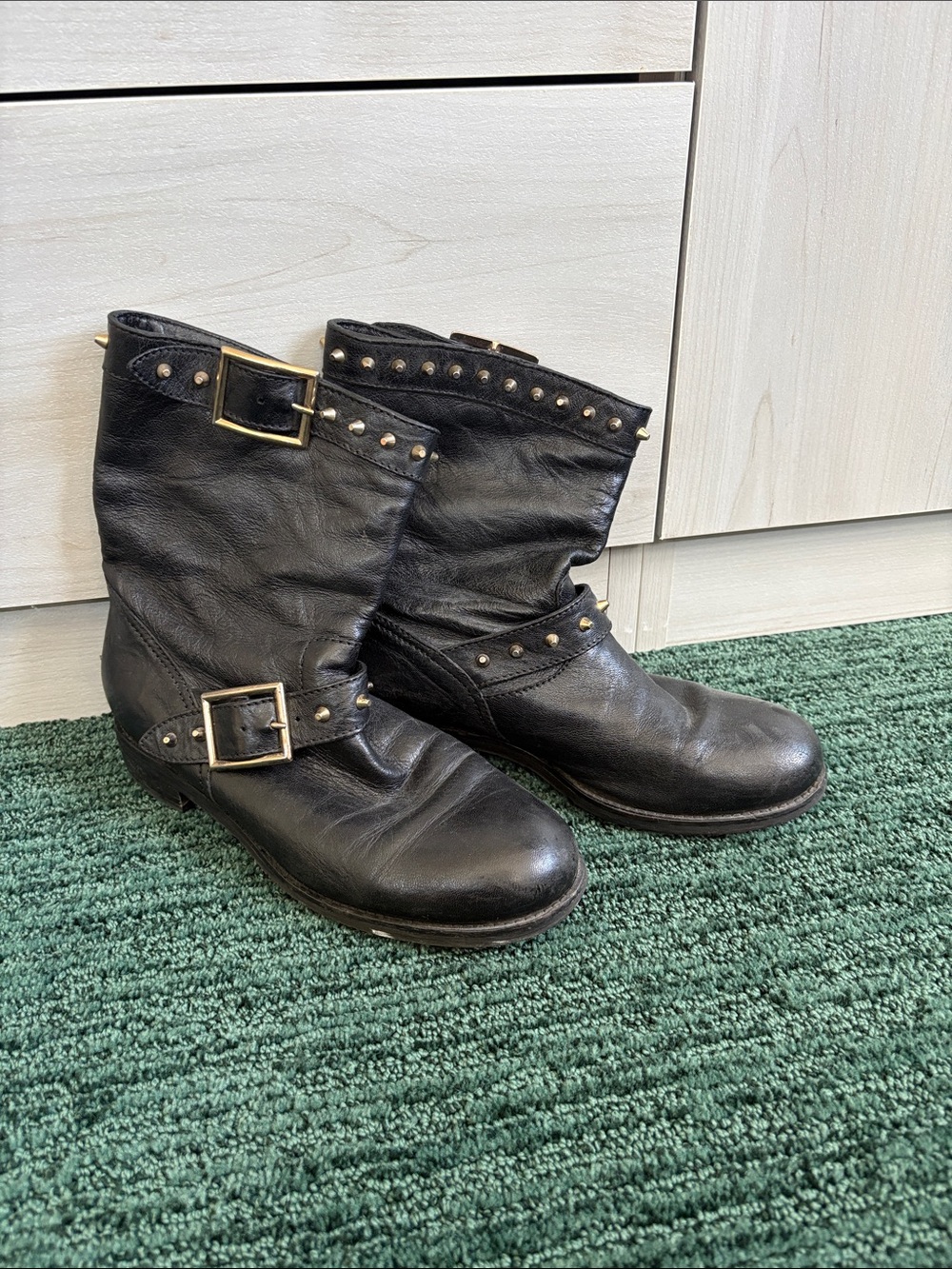 Jimmy Choo Black Moto Boots with Studs